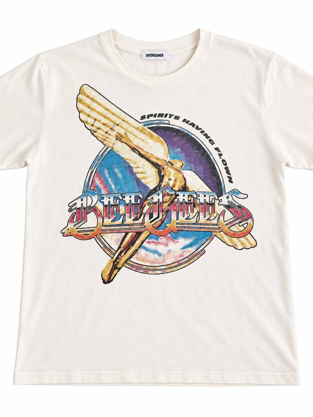 Daydreamer Cream Bee Gees Graphic Tee with Multicolor Print angel wings